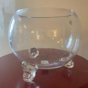 New Three Legged Glass Bowl
